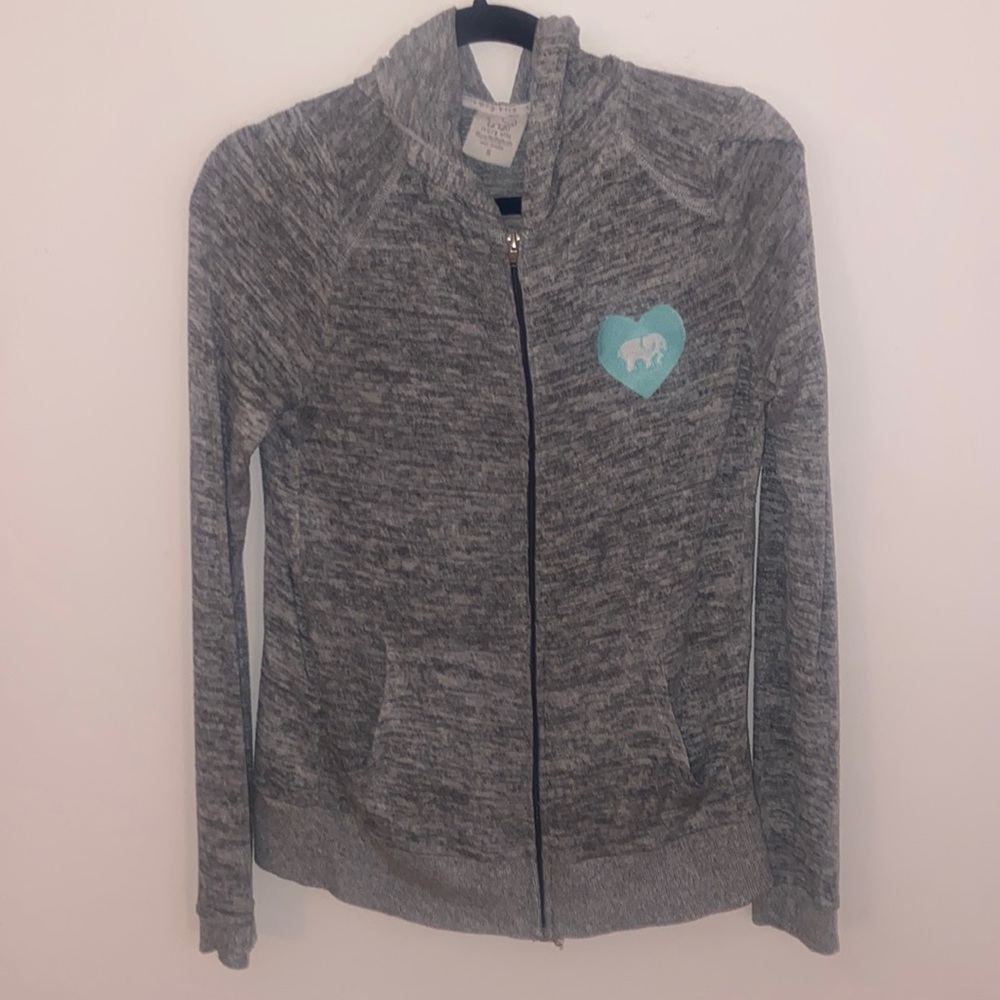 Light gray ivory ella zip-up hoodie with pockets